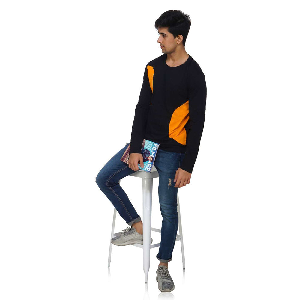 Arc Style Crew Neck Long T-shirt Orange