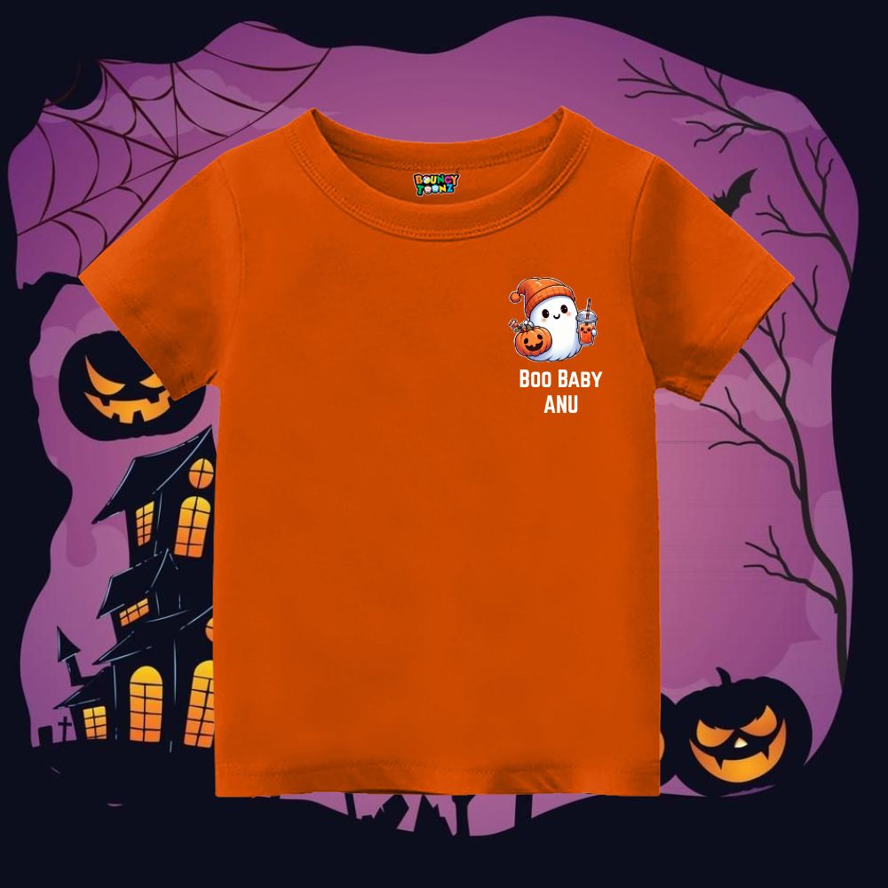 Boo Baby Halloween T-Shirt - Personalized Ghost & Pumpkin Tee for Kids