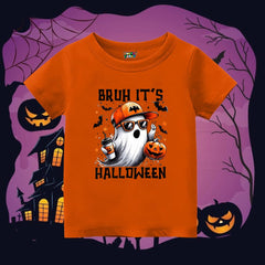 Bruh It's Halloween T-Shirt | Cool Ghost Pumpkin Graphic Tee for Kids | Fun Spooky Season Outfit