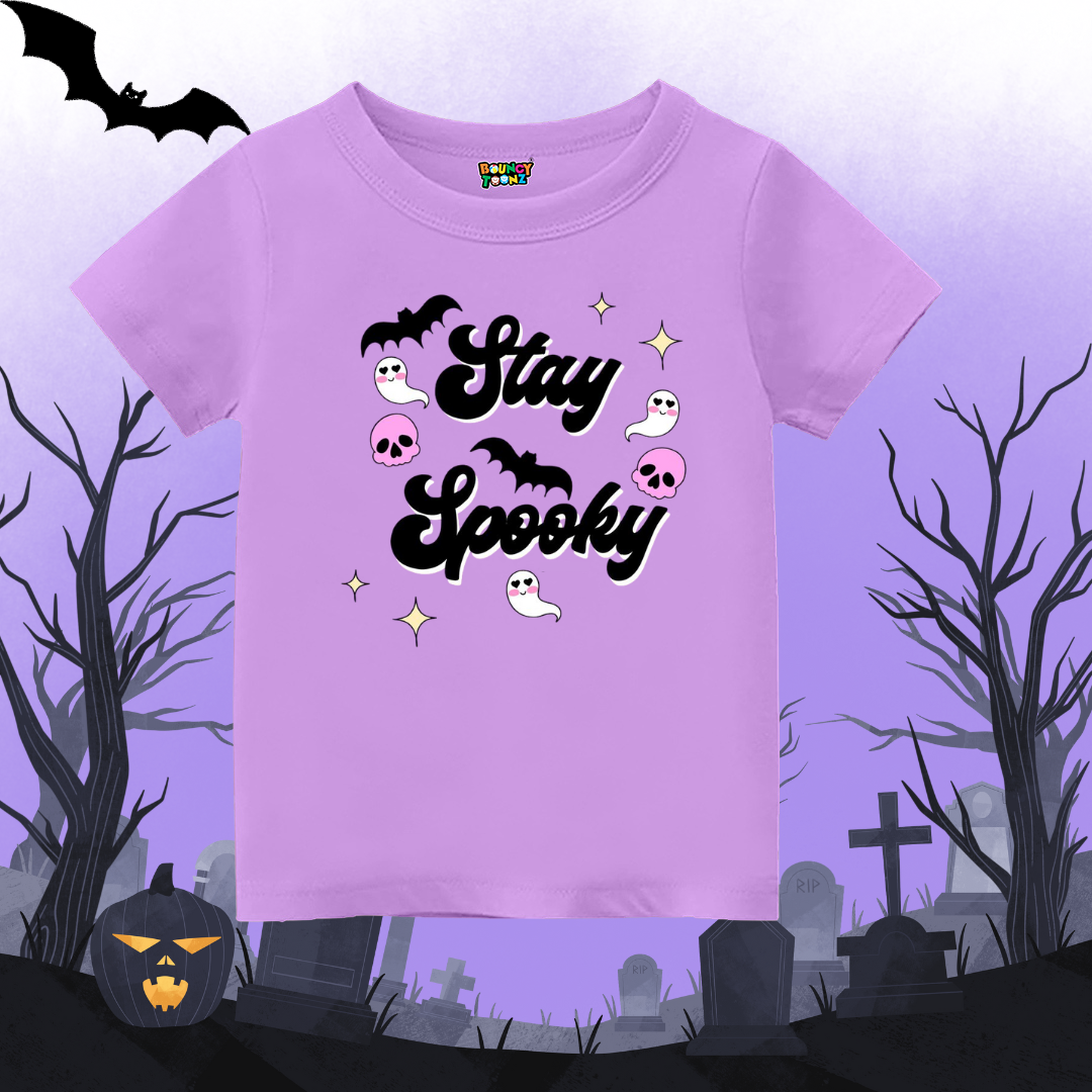 'Stay Spooky' Ghosts & Skulls Kids T-Shirt - Lavender