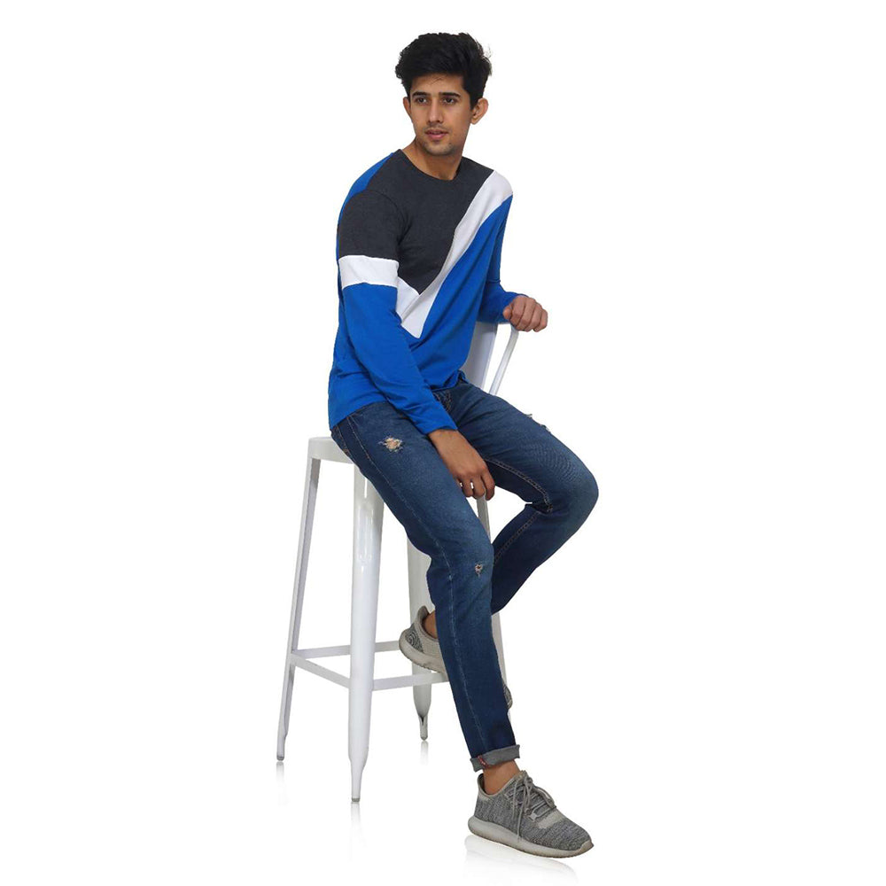 Blue Color on White Tick T-shirt
