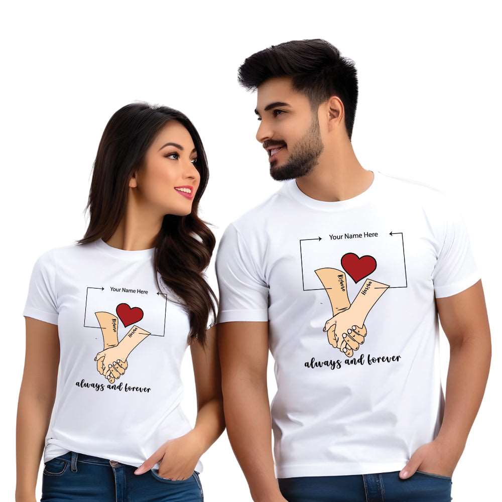 Always & Forever Half Sleeve Printed Couple T-shirt