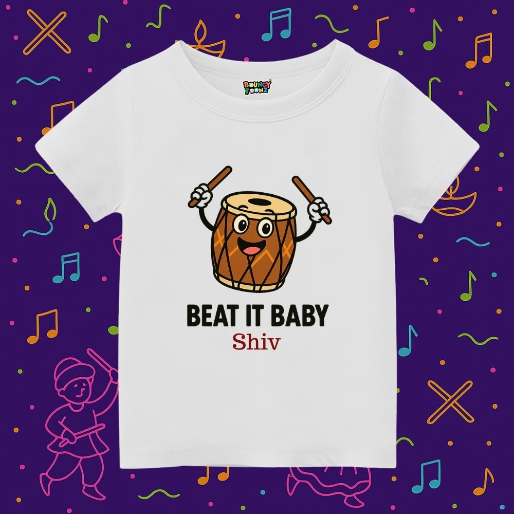 Beat it Baby Kids Cute Garba Tshirt