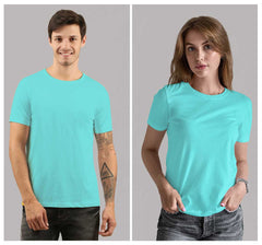 Aqua Blue Plain T-shirt for Men and Women