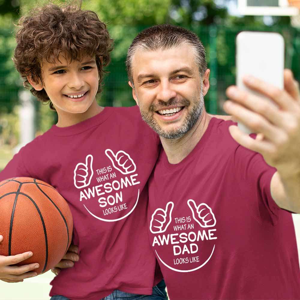 Awesomeness Unlimited -  Awesome Dad & Son Matching Combo Tees