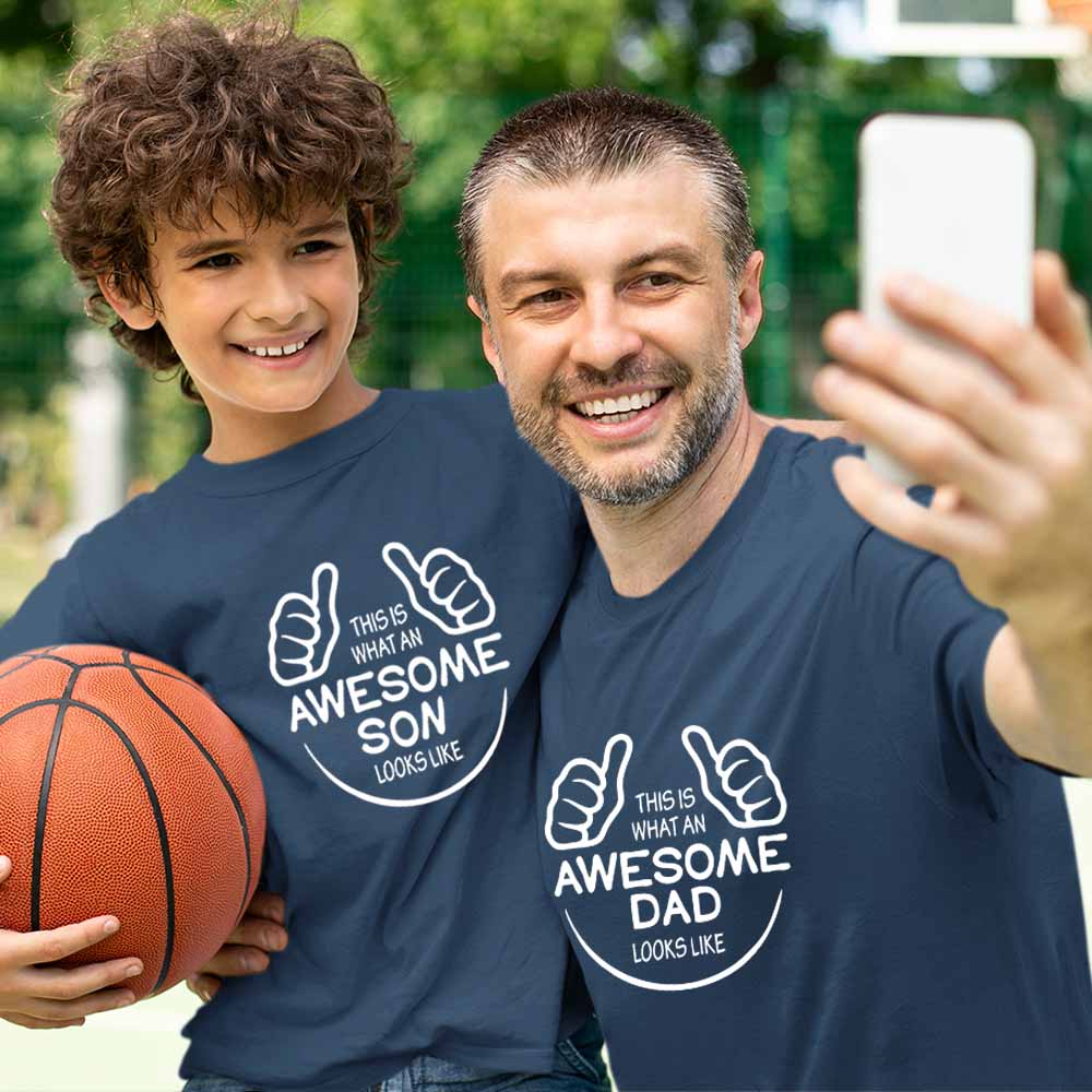 Awesomeness Unlimited -  Awesome Dad & Son Matching Combo Tees