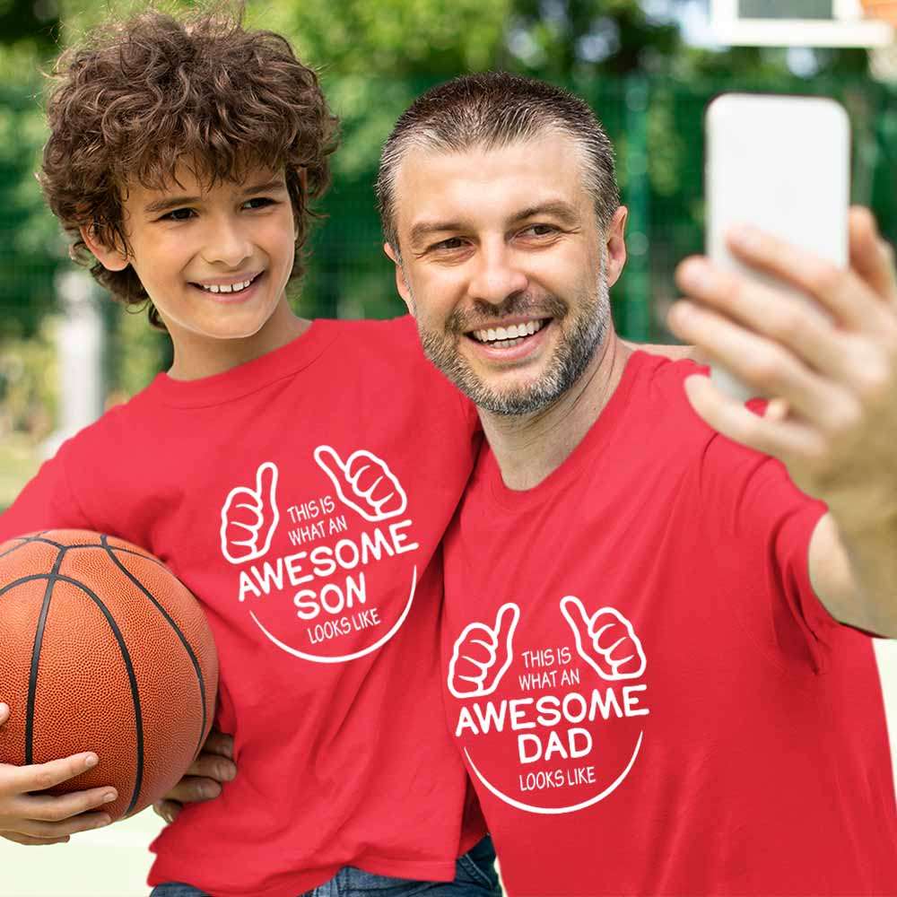Awesomeness Unlimited -  Awesome Dad & Son Matching Combo Tees