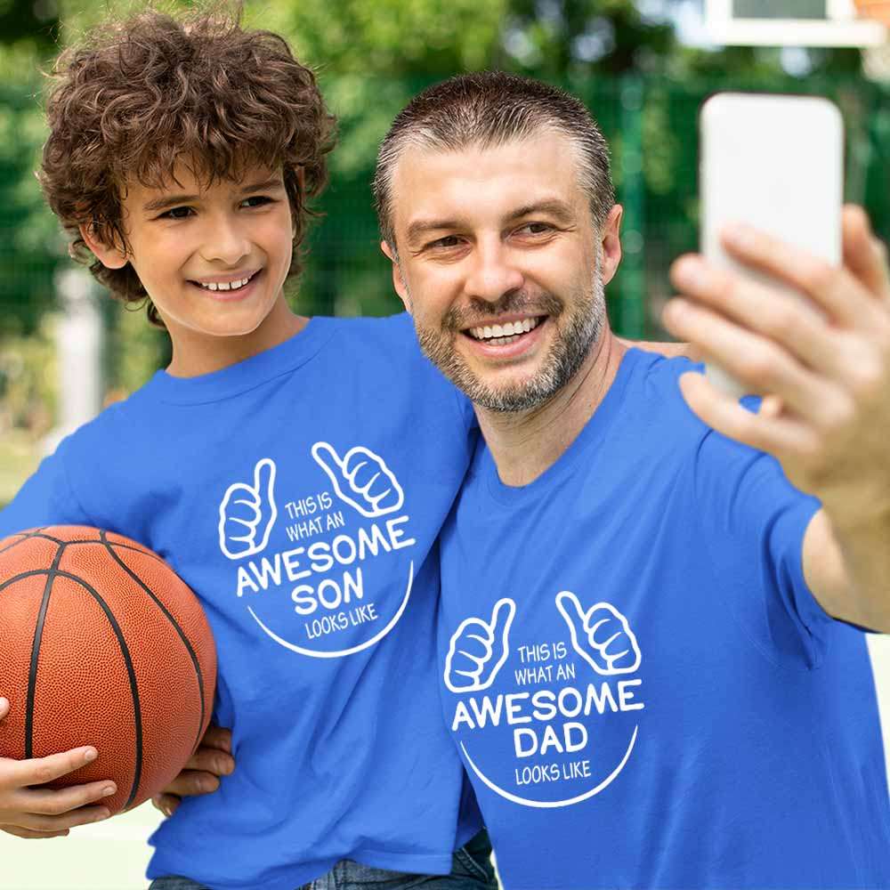 Awesomeness Unlimited -  Awesome Dad & Son Matching Combo Tees