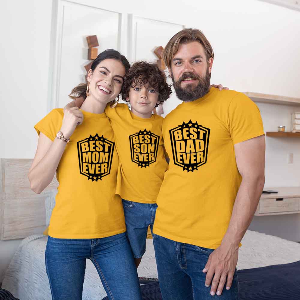 Best Mom Dad Son Ever Family T-Shirts Set of 3 & 4 for Mom, Dad, Son & Daughter