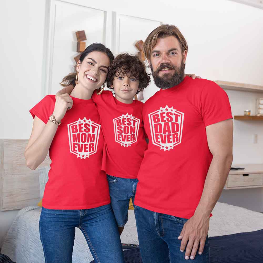 Best Mom Dad Son Ever Family T-Shirts Set of 3 & 4 for Mom, Dad, Son & Daughter