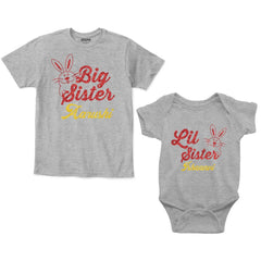 Big Sister Little Sister Custom Name Romper With Tshirt