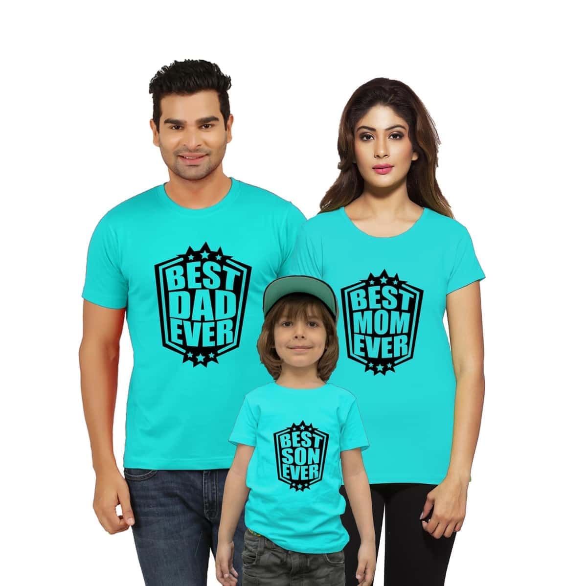 Best Mom Dad Son Ever Family T-Shirts Set of 3 & 4 for Mom, Dad, Son & Daughter