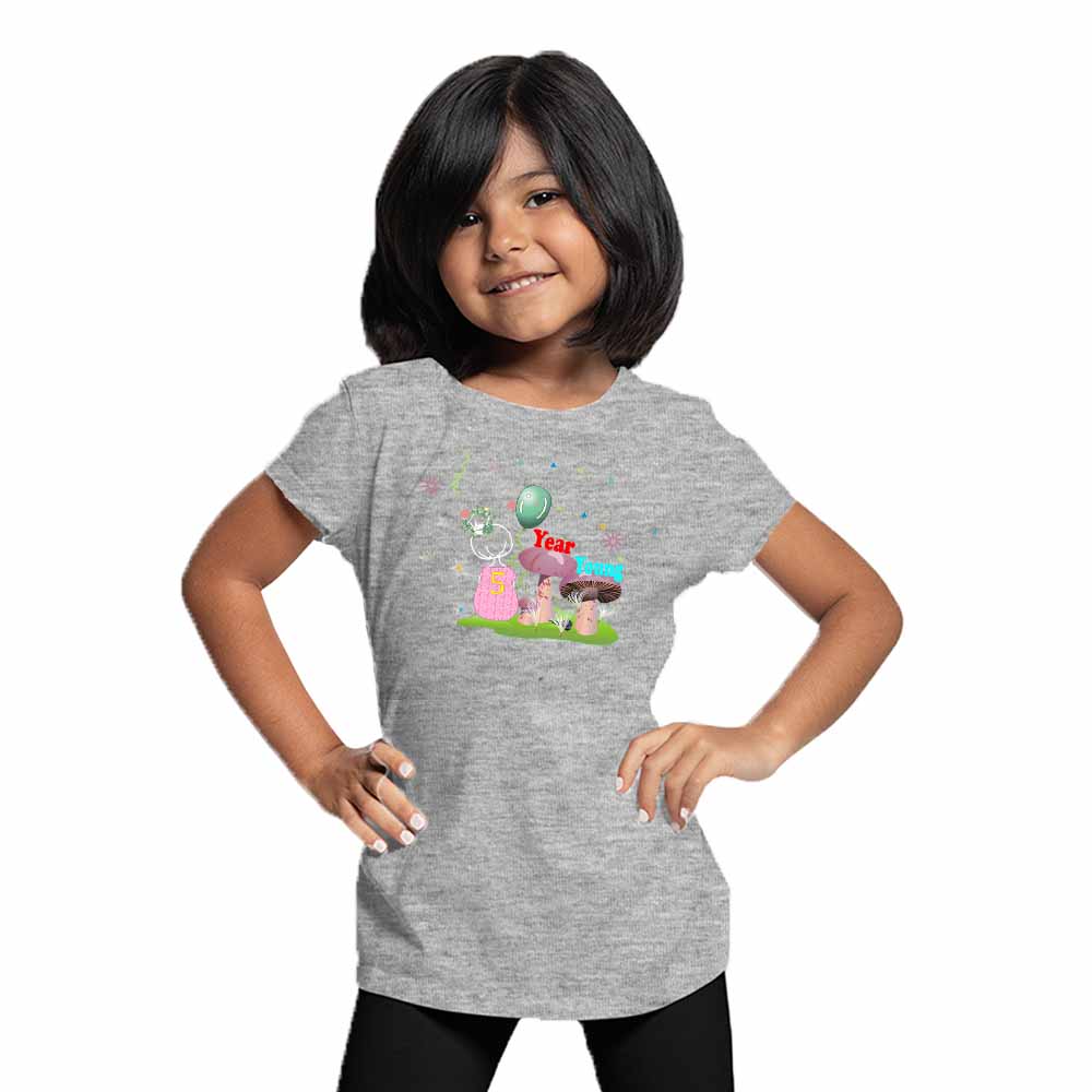 5th Birthday Mushroom Theme Kids T-shirt