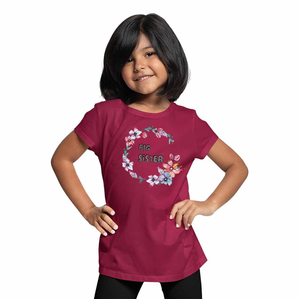 Big Sister with Flower Design T-Shirt