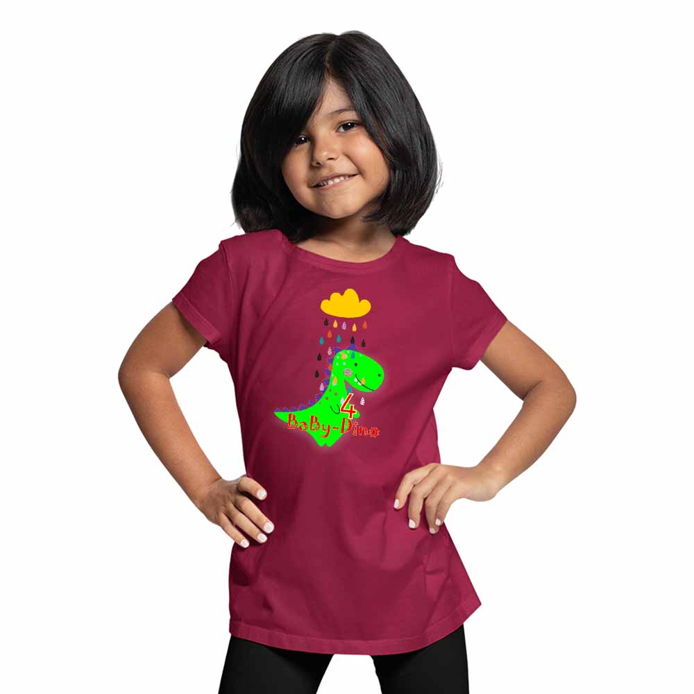 Baby Dino designed 4rd Birthday Theme Kids T-shirt