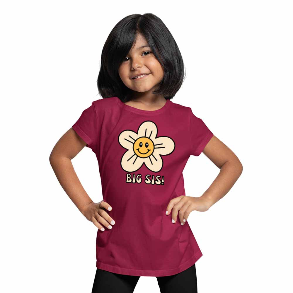 Big Sis with Flower Design T-Shirt
