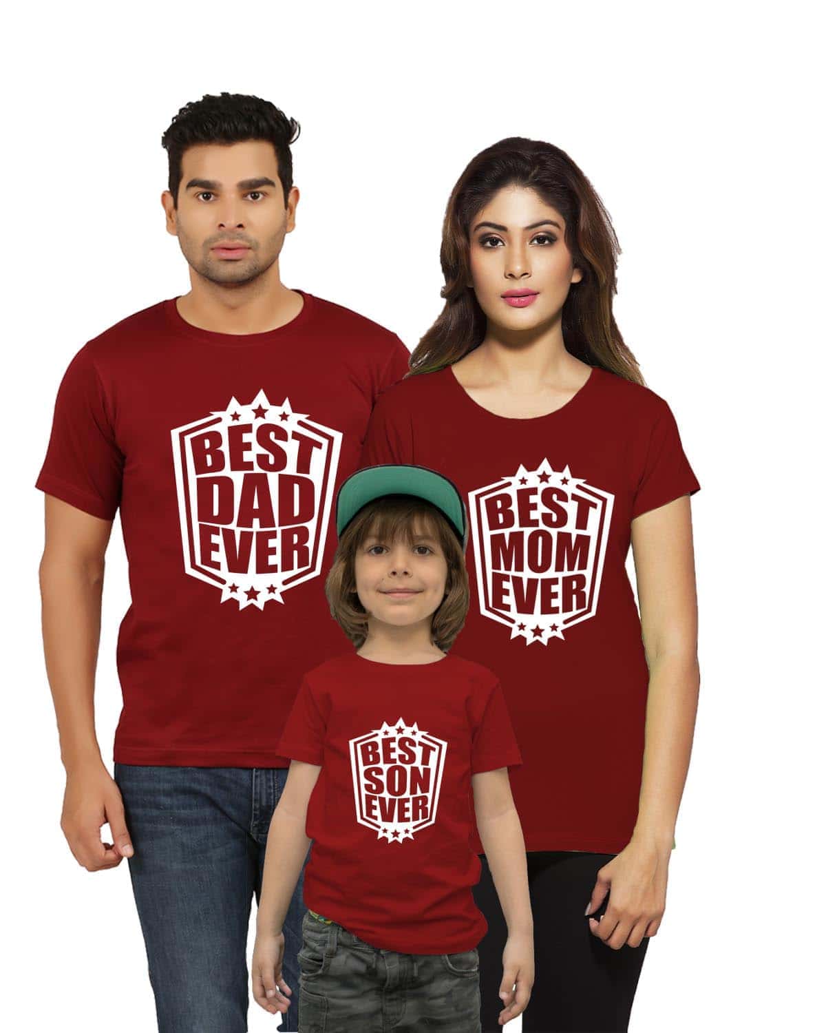 Best Mom Dad Son Ever Family T-Shirts Set of 3 & 4 for Mom, Dad, Son & Daughter