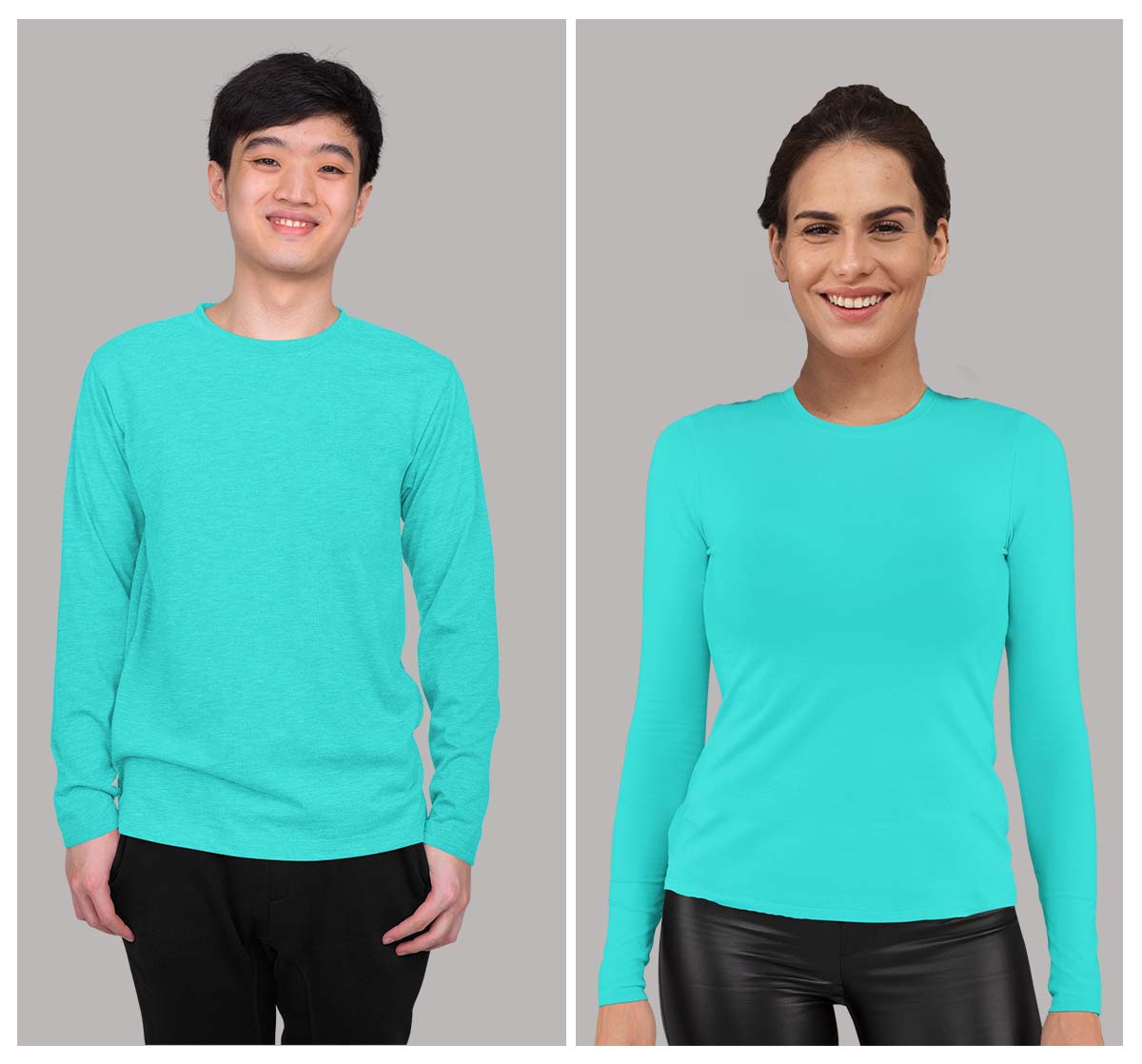 Aqua Blue Plain T-shirt for Men and Women Full Sleeve