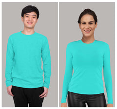 Aqua Blue Plain T-shirt for Men and Women Full Sleeve