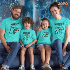 Birthday Girl Family T-Shirts Set of 4 for Mom, Dad, Son & Daughter