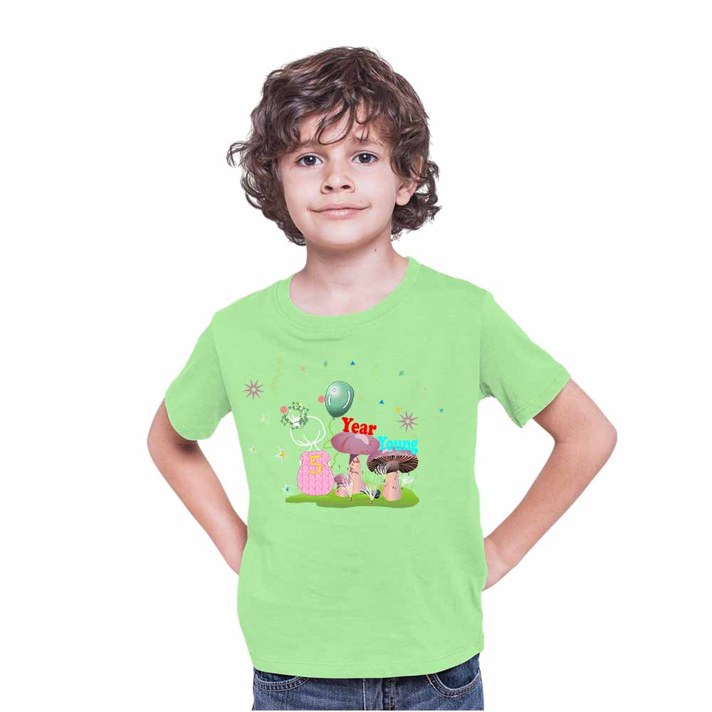 5th Birthday Mushroom Theme Kids T-shirt
