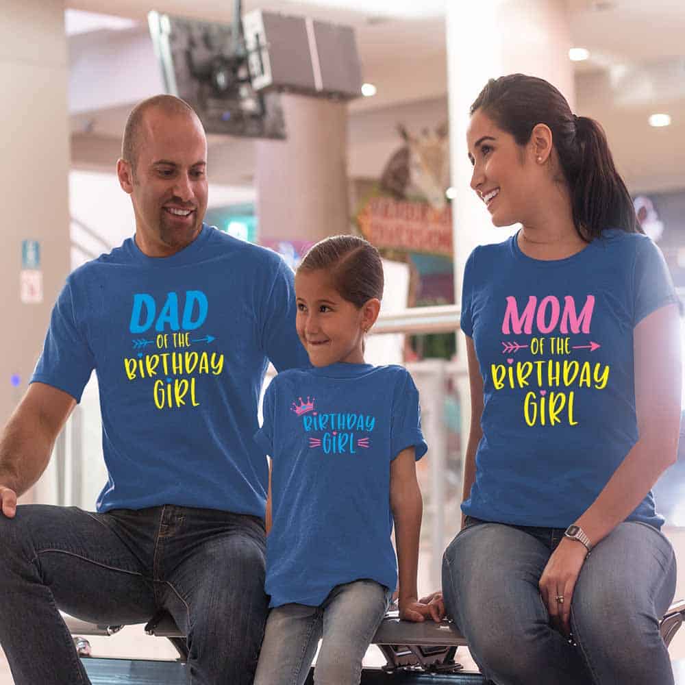 Birthday Girl Matching Family T-Shirts Set of 3