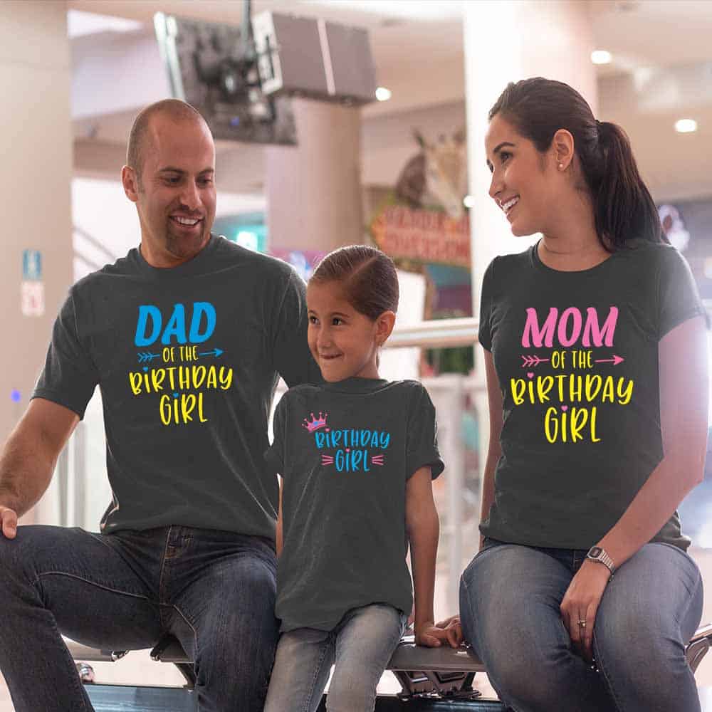 Birthday Girl Matching Family T-Shirts Set of 3