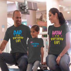 Birthday Girl Matching Family T-Shirts Set of 3
