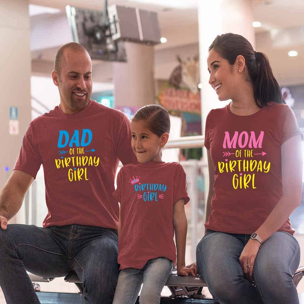 Birthday Girl Matching Family T-Shirts Set of 3