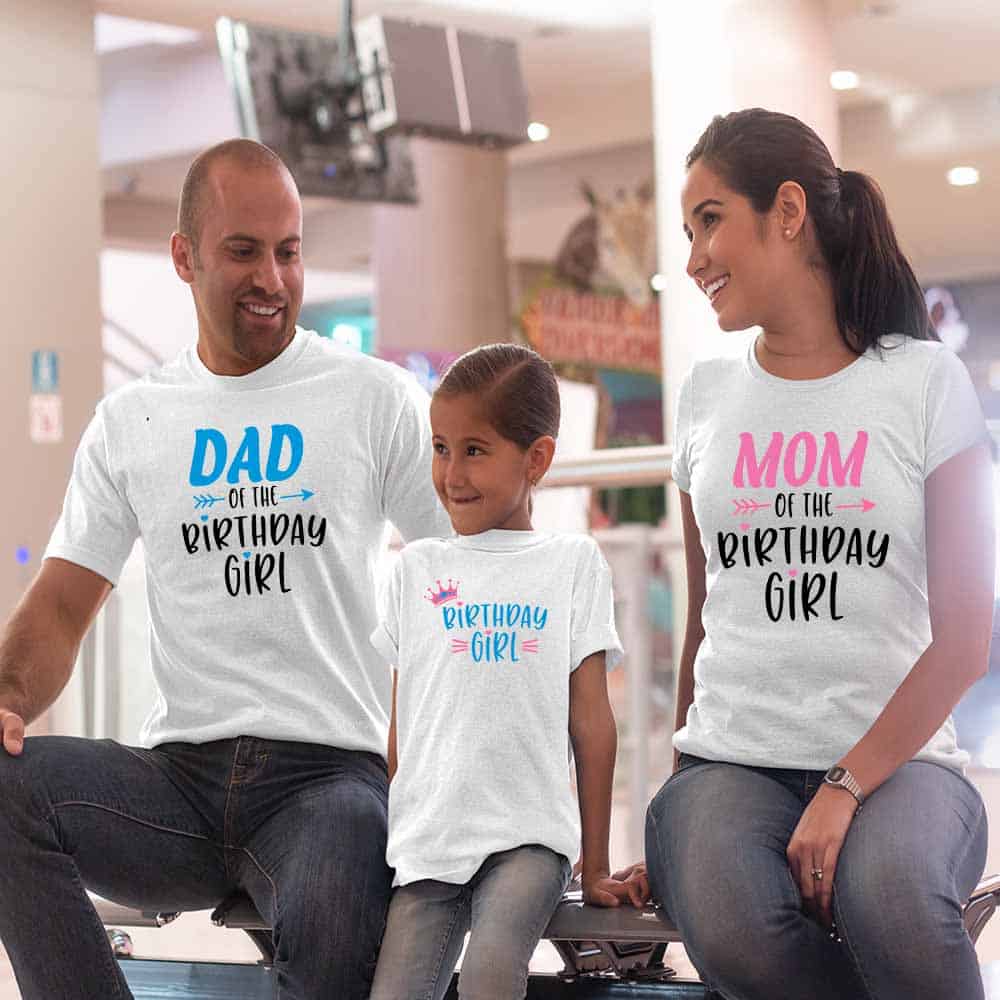 Birthday Girl Matching Family T-Shirts Set of 3