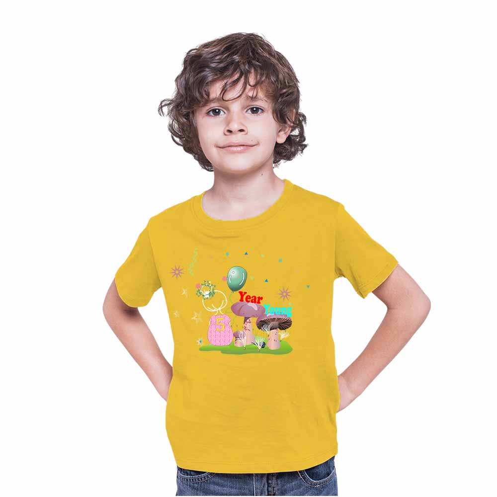 5th Birthday Mushroom Theme Kids T-shirt