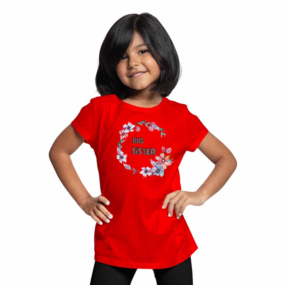 Big Sister with Flower Design T-Shirt