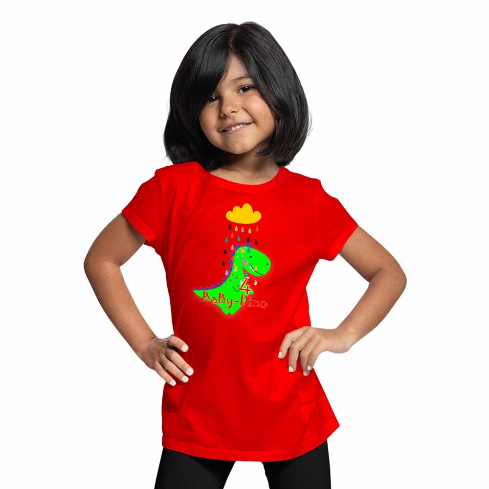 Baby Dino designed 4rd Birthday Theme Kids T-shirt