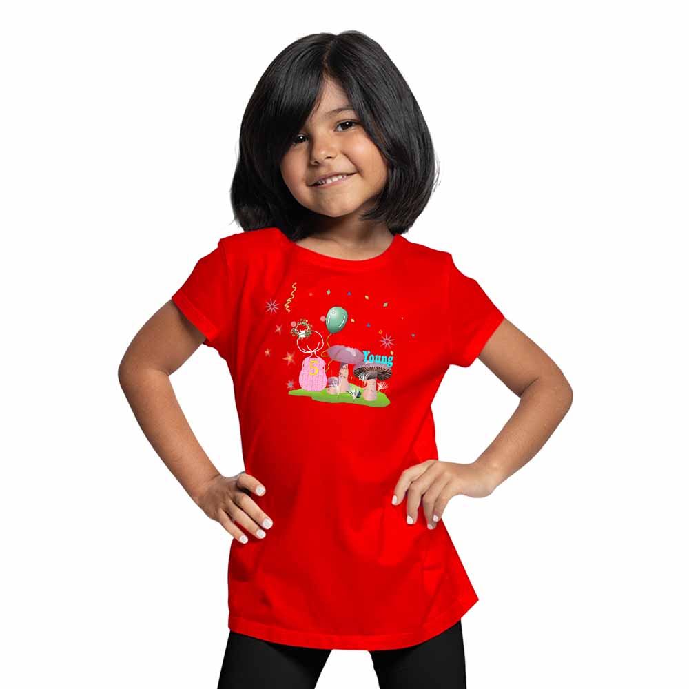 5th Birthday Mushroom Theme Kids T-shirt