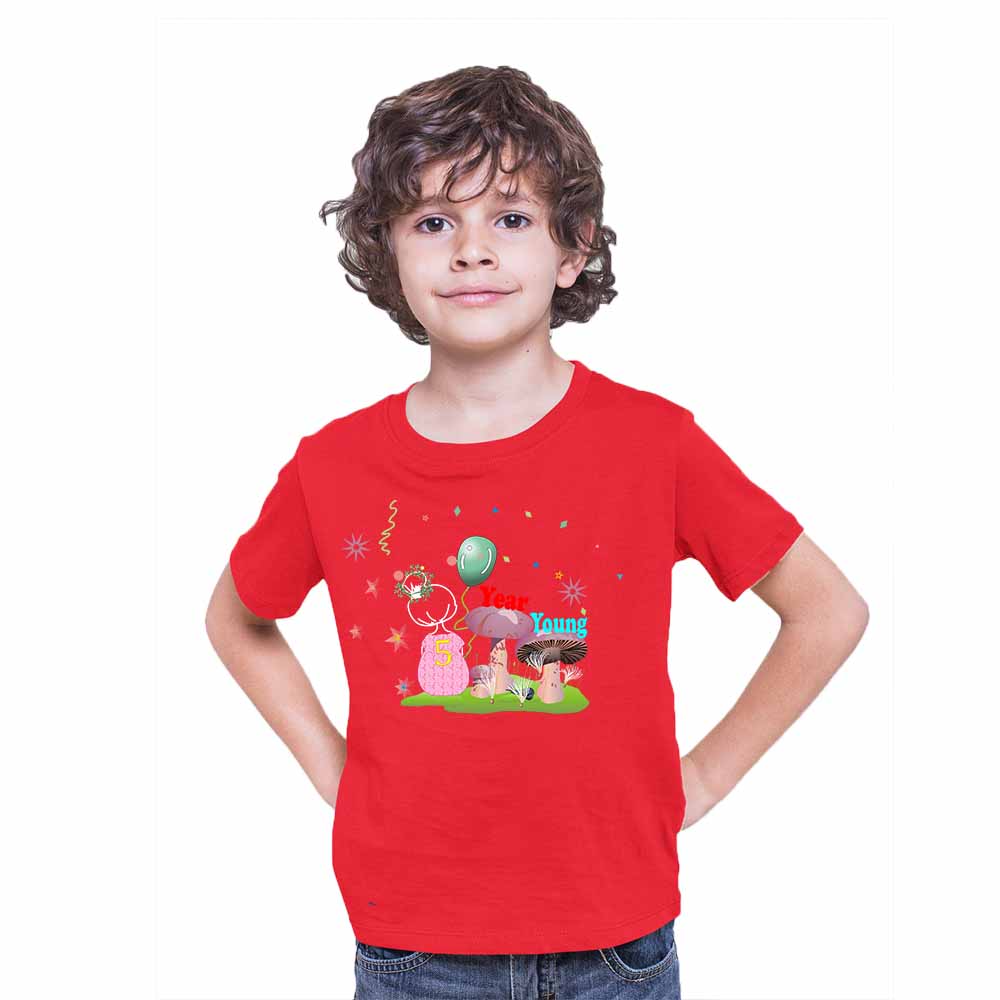 5th Birthday Mushroom Theme Kids T-shirt