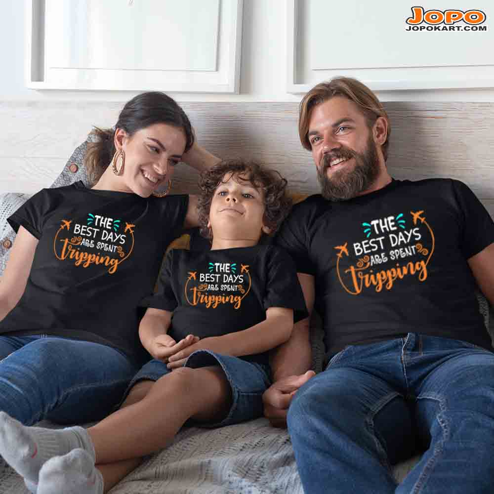 Best Days Tripping Family T-Shirts Set of 3 & 4 for Mom, Dad, Son, Daughter