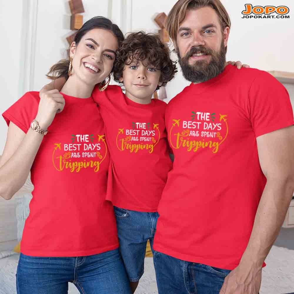 Best Days Tripping Family T-Shirts Set of 3 & 4 for Mom, Dad, Son, Daughter