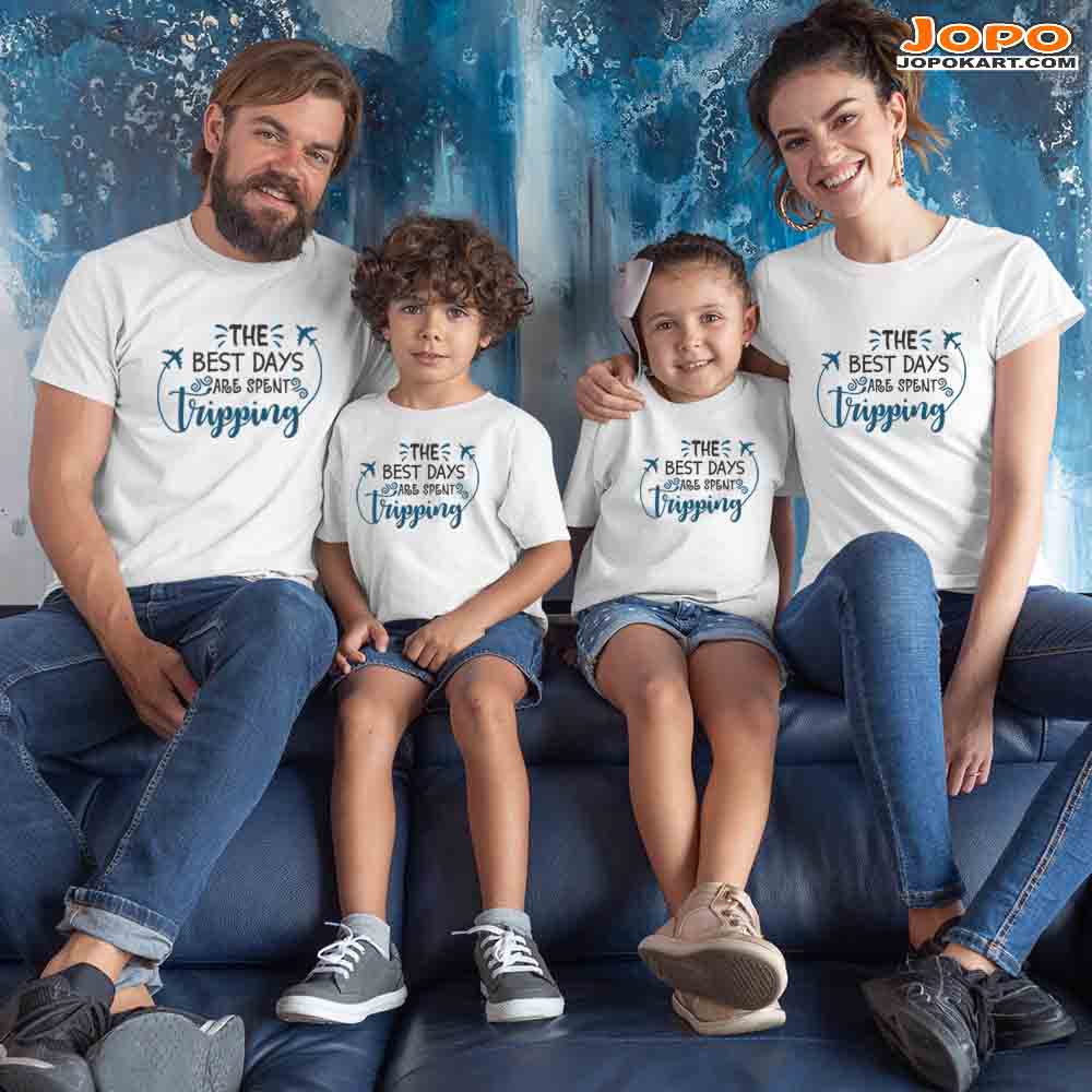 Best Days Tripping Family T-Shirts Set of 3 & 4 for Mom, Dad, Son, Daughter