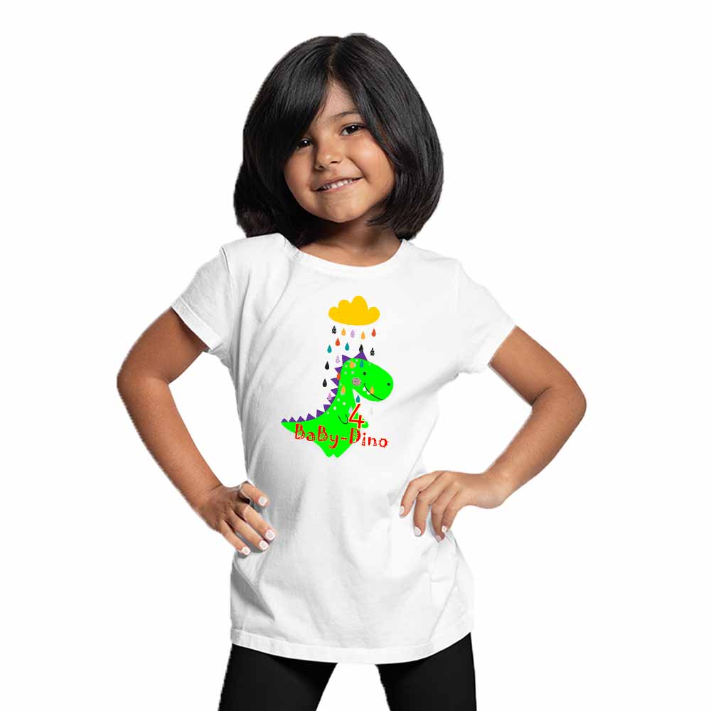 Baby Dino designed 4rd Birthday Theme Kids T-shirt