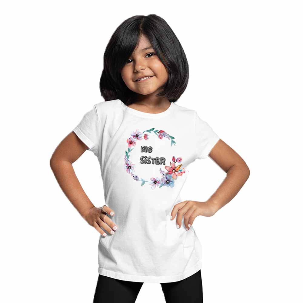 Big Sister with Flower Design T-Shirt
