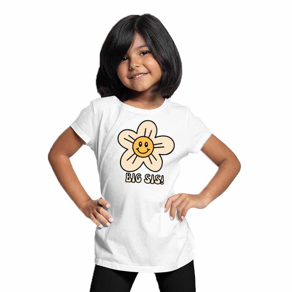 Big Sis with Flower Design T-Shirt