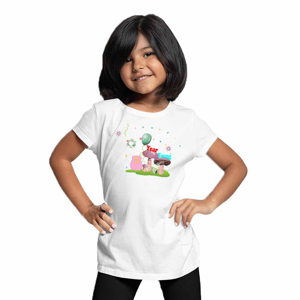 5th Birthday Mushroom Theme Kids T-shirt