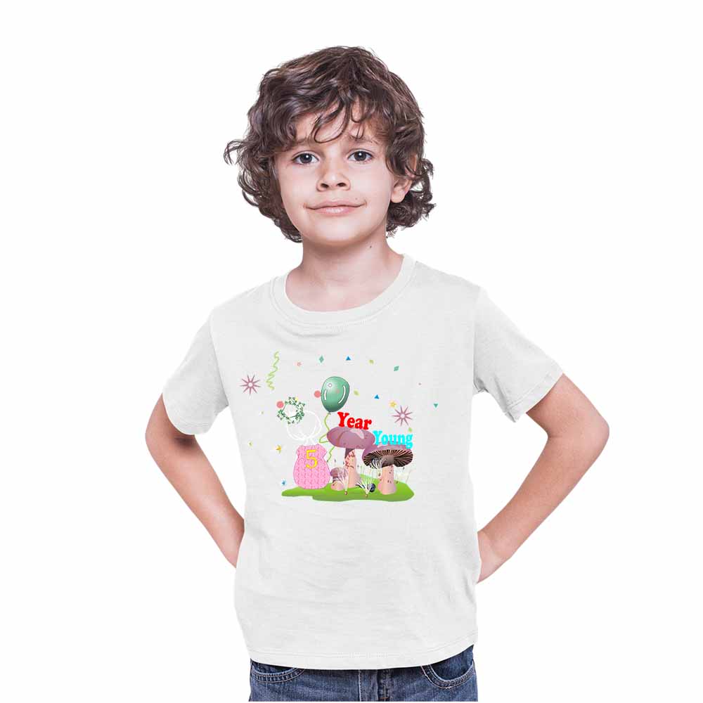 5th Birthday Mushroom Theme Kids T-shirt