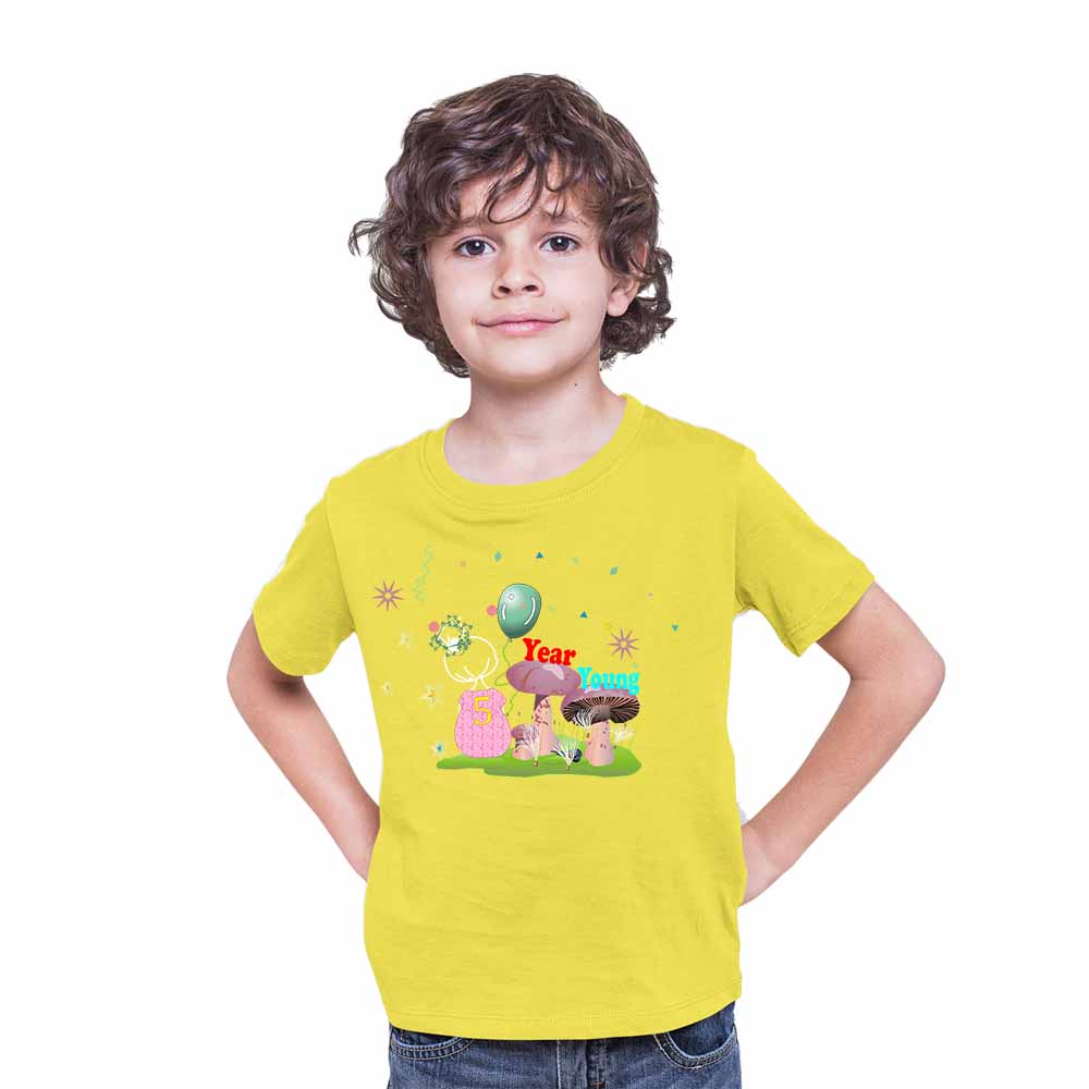 5th Birthday Mushroom Theme Kids T-shirt
